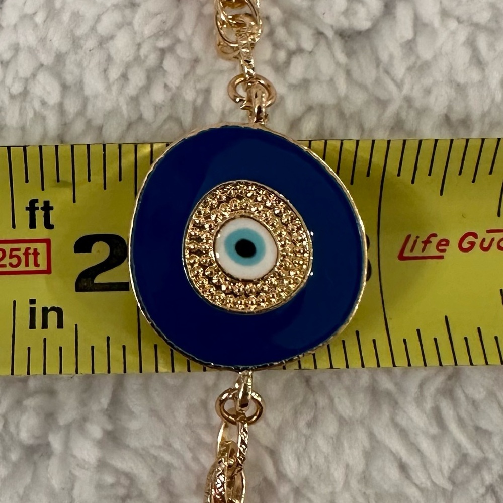 NWOT Gold Tone, Blue Eye Bracelet - Picture 2 of 7